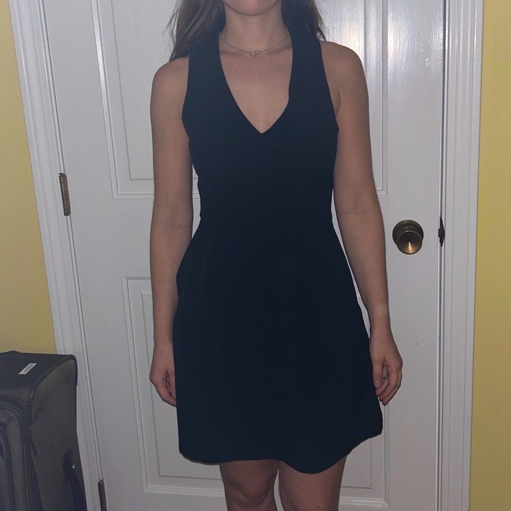 Emerald Sundae Black V-Neck Mini Sundress